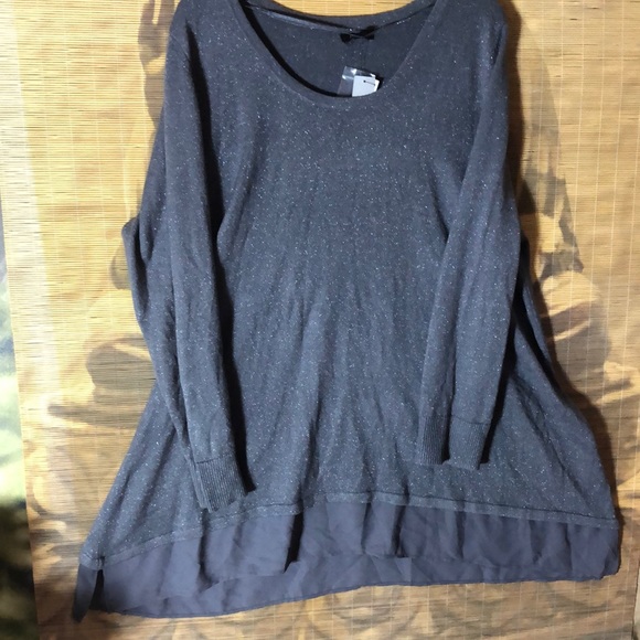 NEW Apt 9 Knit sweater shirt blouse metallic Side slits casual holiday 2X NWT - Picture 3 of 16